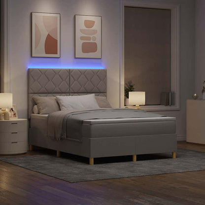 LED Boxspringbett mit Matratze Taupe 160 x 200 cm Stoff