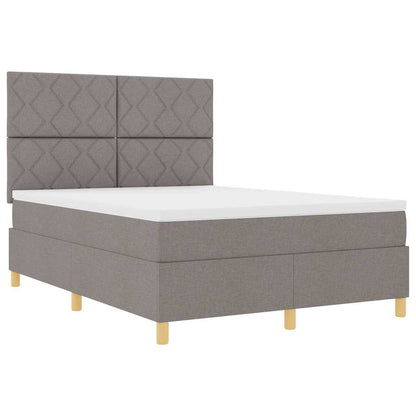 LED Boxspringbett mit Matratze Taupe 160 x 200 cm Stoff