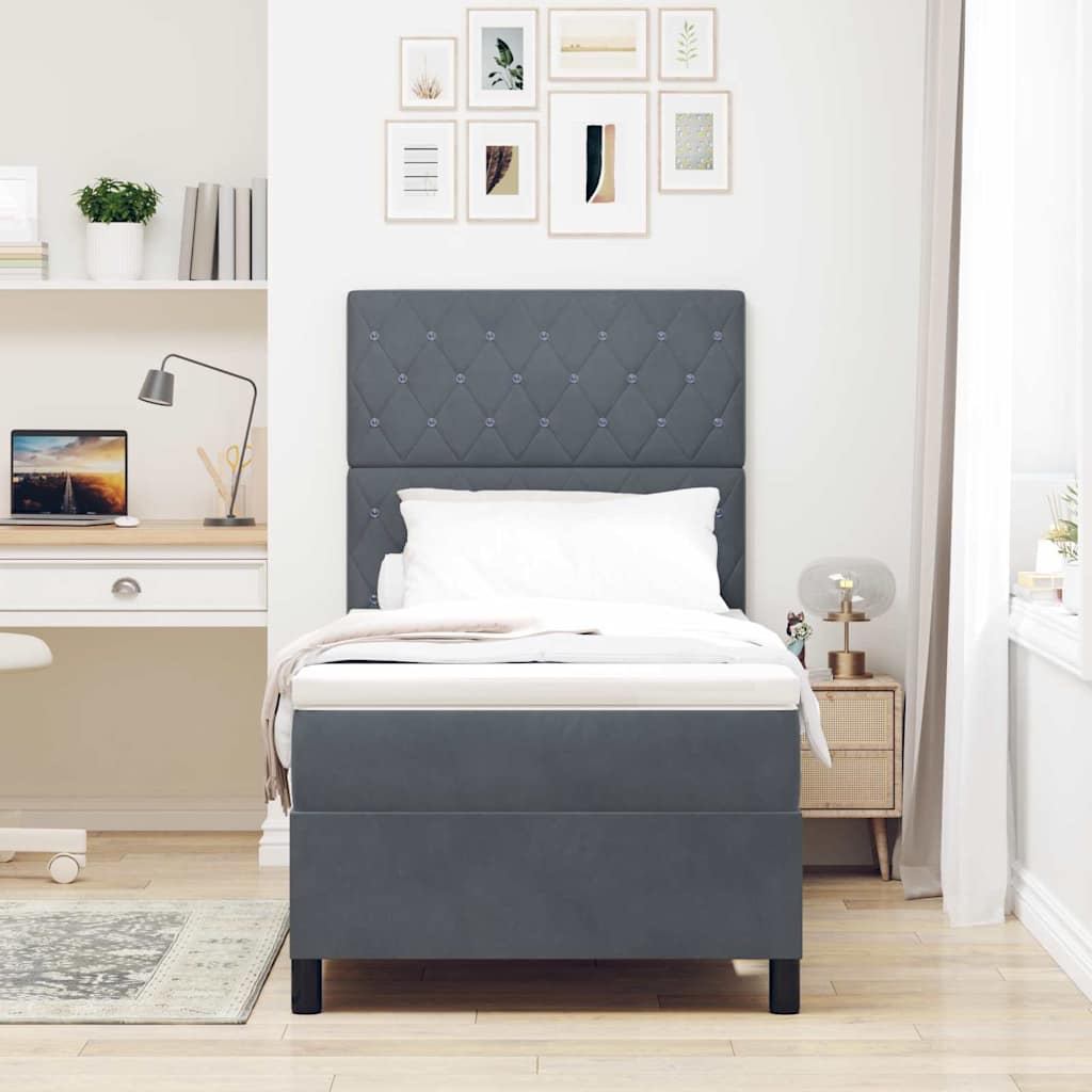 LED Boxspringbett mit Matratze Dunkelgrau 100 x 200 cm Stoff