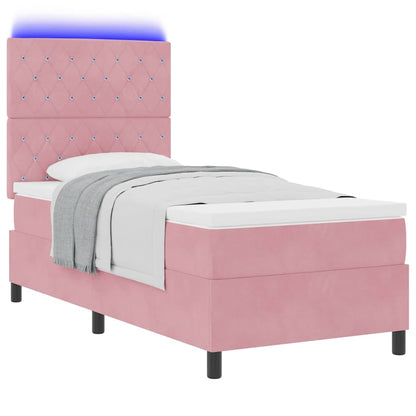 LED Boxspringbett mit Matratze Rosa 100 x 200 cm Stoff