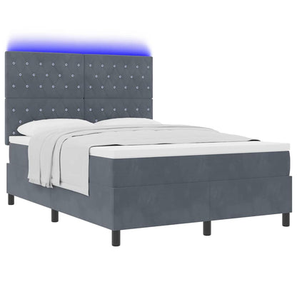 LED Boxspringbett mit Matratze Dunkelgrau 140 x 190 cm Stoff