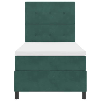 LED Boxspringbett mit Matratze Dunkelgrün 80 x 200 cm Stoff