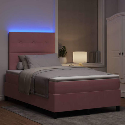 LED Boxspringbett mit Matratze Rosa 120 x 200 cm Stoff