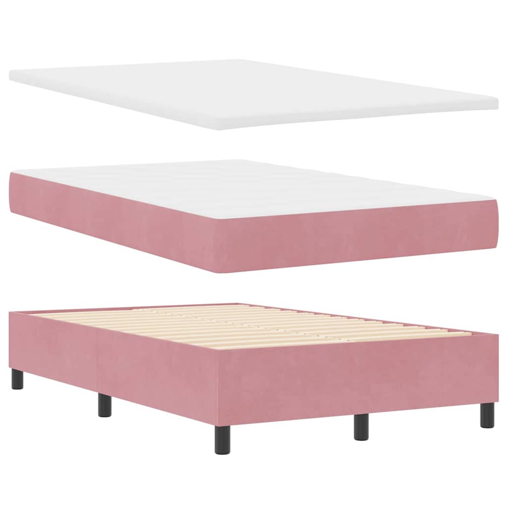 LED Boxspringbett mit Matratze Rosa 120 x 200 cm Stoff