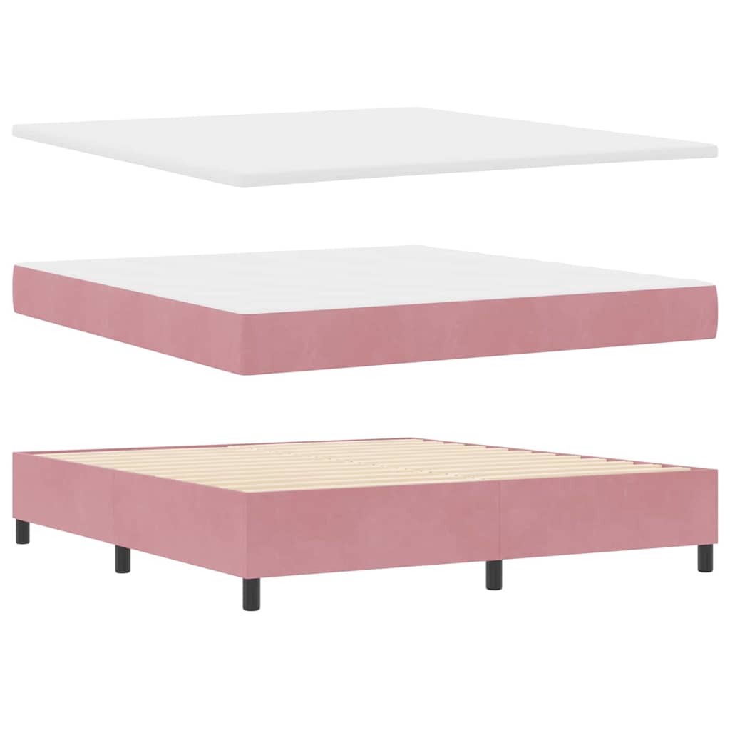 LED Boxspringbett mit Matratze Rosa 180 x 200 cm Samt