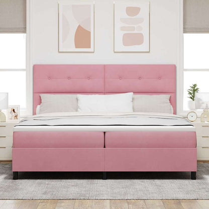 LED Boxspringbett mit Matratze Rosa 200 x 200 cm Stoff
