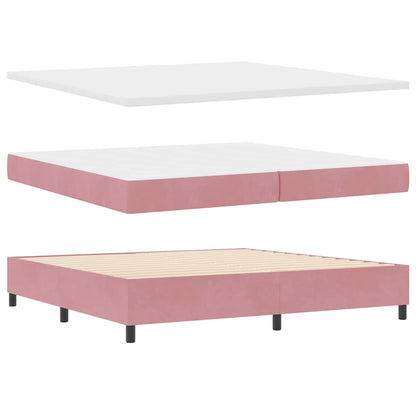 LED Boxspringbett mit Matratze Rosa 200 x 200 cm Stoff