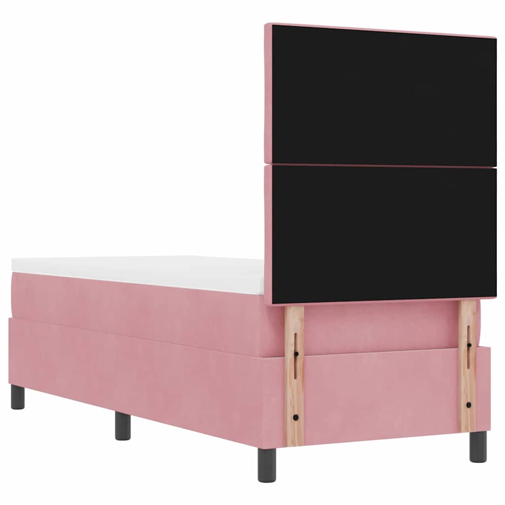 LED Boxspringbett mit Matratze Rosa 80 x 200 cm Stoff