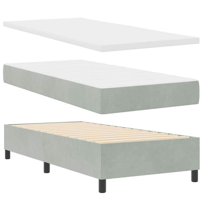 LED Boxspringbett mit Matratze Hellgrau 90 x 190 cm Stoff