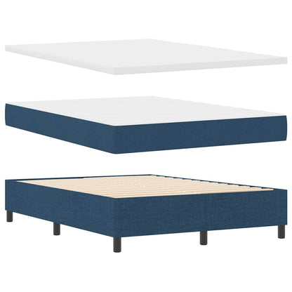 LED Boxspringbett mit Matratze Blau 140 x 190 cm Stoff