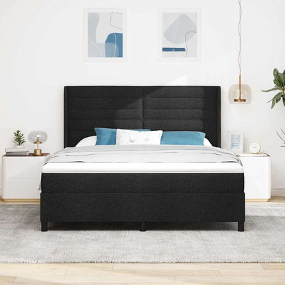 LED Boxspringbett mit Matratze Schwarz 180 x 200 cm Stoff
