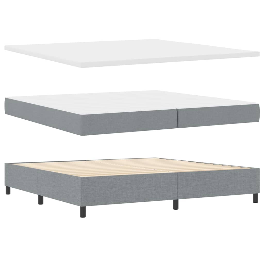 LED Boxspringbett mit Matratze Hellgrau 200 x 200 cm Stoff