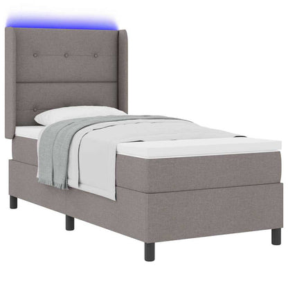 LED Boxspringbett mit Matratze Taupe 90 x 200 cm Stoff