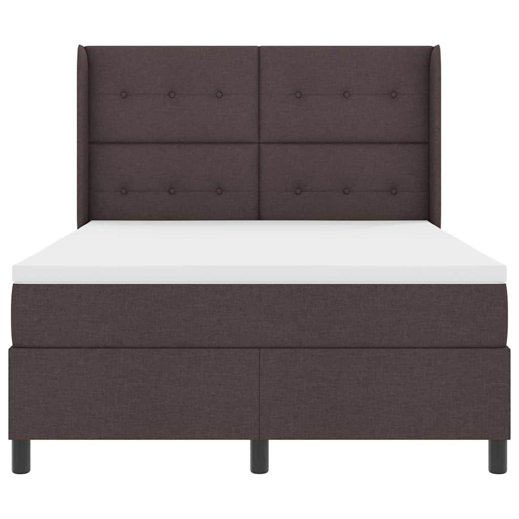 LED Boxspringbett mit Matratze Dunkelbraun 140 x 190 cm Stoff
