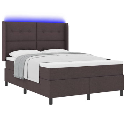 LED Boxspringbett mit Matratze Dunkelbraun 140 x 190 cm Stoff