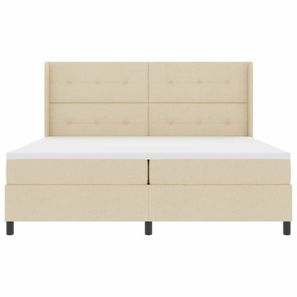 LED Boxspringbett mit Matratze Creme 200 x 200 cm Stoff