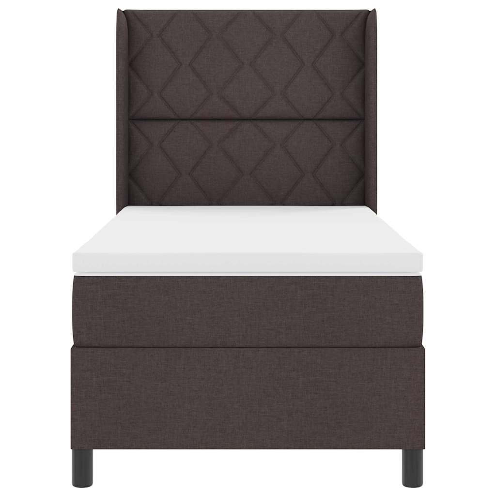 LED Boxspringbett mit Matratze Dunkelbraun 100 x 200 cm Stoff