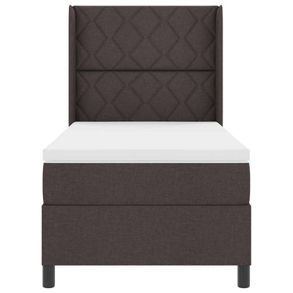 LED Boxspringbett mit Matratze Dunkelbraun 100 x 200 cm Stoff