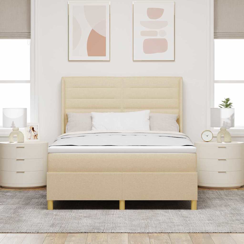 Boxspringbett mit Matratze Creme 140 x 200 cm Stoff
