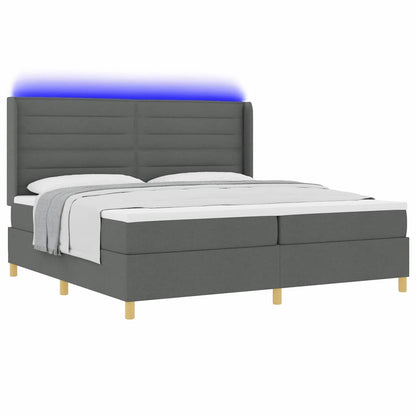 Boxspringbett mit Matratze mit LED Grau 140 x 200 cm Stoff