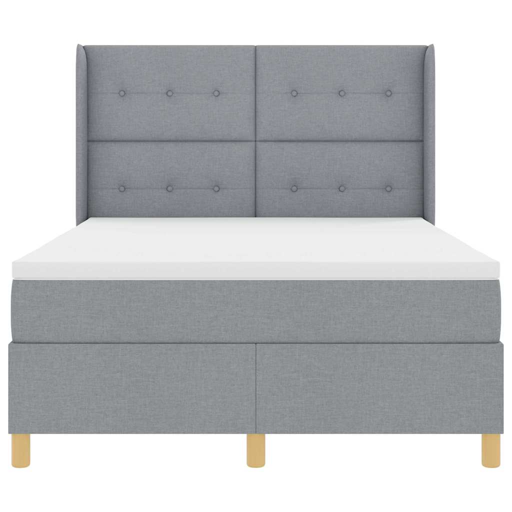 Boxspringbett mit Matratze Hellgrau 140 x 200 cm Stoff