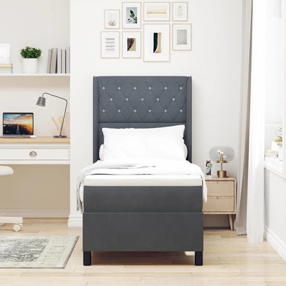 Boxspringbett mit Matratze mit LED Dunkelgrau 80 x 200 cm Samt