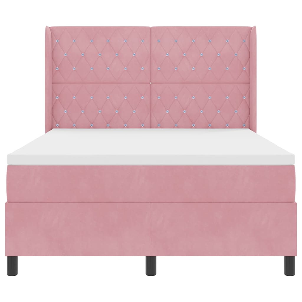 Boxspringbett mit LED-Lichtleisten Rosa 140 x 200 cm Samt