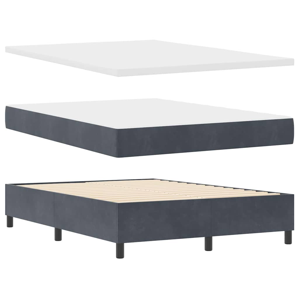 Boxspringbett mit LED-Lichtleisten Dunkelgrau 140 x 190 cm Samt
