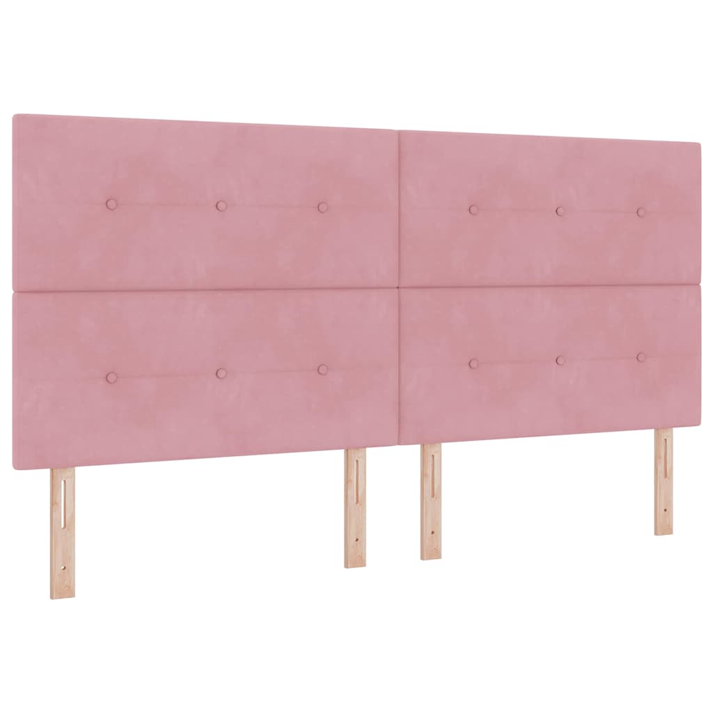 Boxspringbett mit Matratze mit LED Rosa 200 x 200 cm Samt