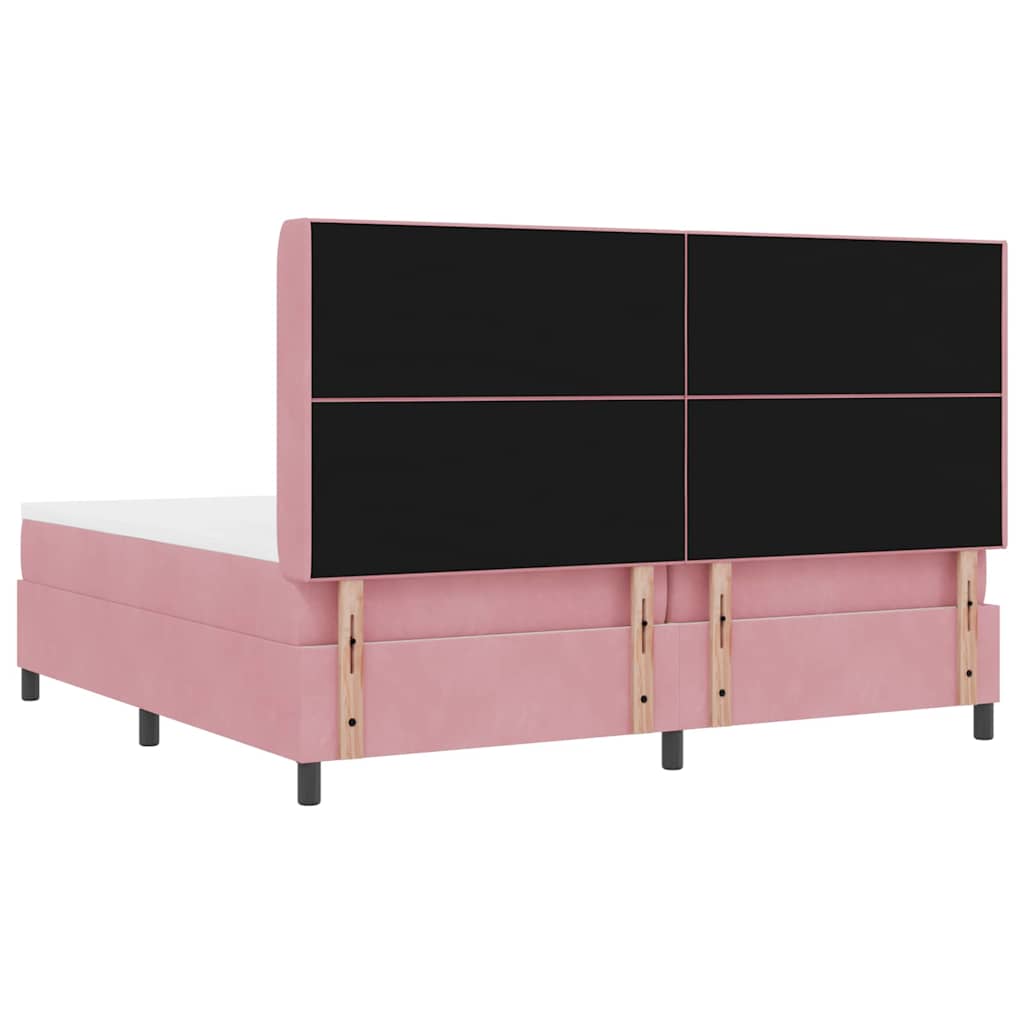 Boxspringbett mit Matratze mit LED Rosa 200 x 200 cm Samt