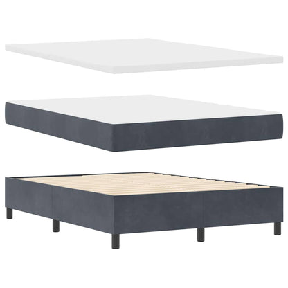 Boxspringbett mit LED-Lichtleisten Dunkelgrau 140 x 190 cm Samt