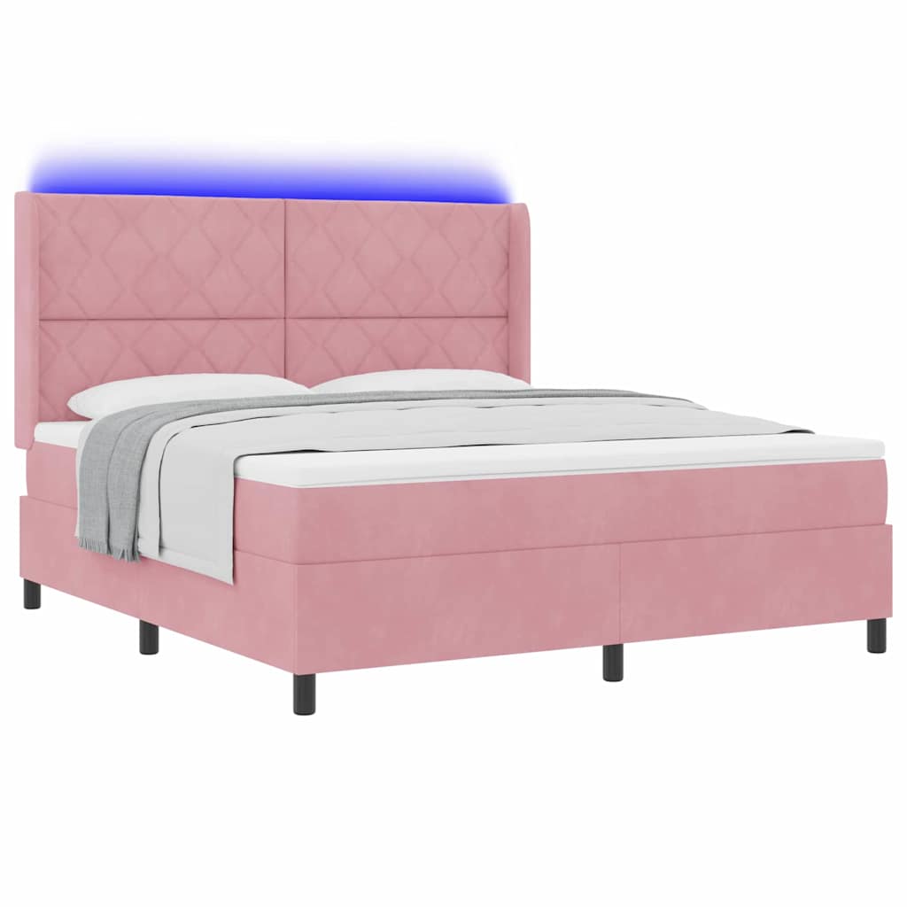 Boxspringbett mit Matratze mit LED Rosa 180 x 200 cm Samt