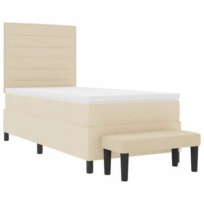 Boxspringbett mit Matratze mit Kopfteil Creme 90 x 200 cm Stoff