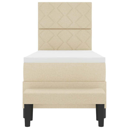 Boxspringbett mit Matratze mit Kopfteil Creme 80 x 200 cm Stoff