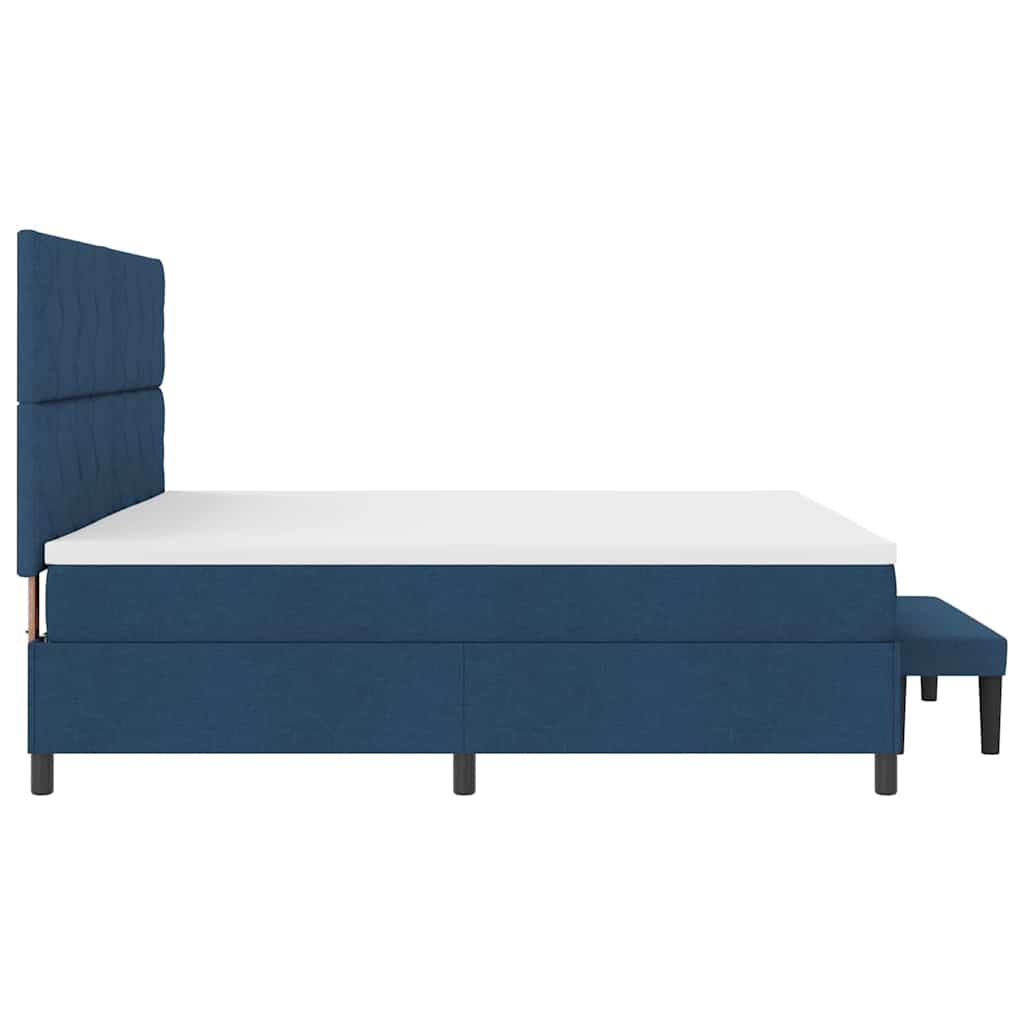 Boxspringbett mit Matratze mit Kopfteil Blau 200 x 200 cm Stoff
