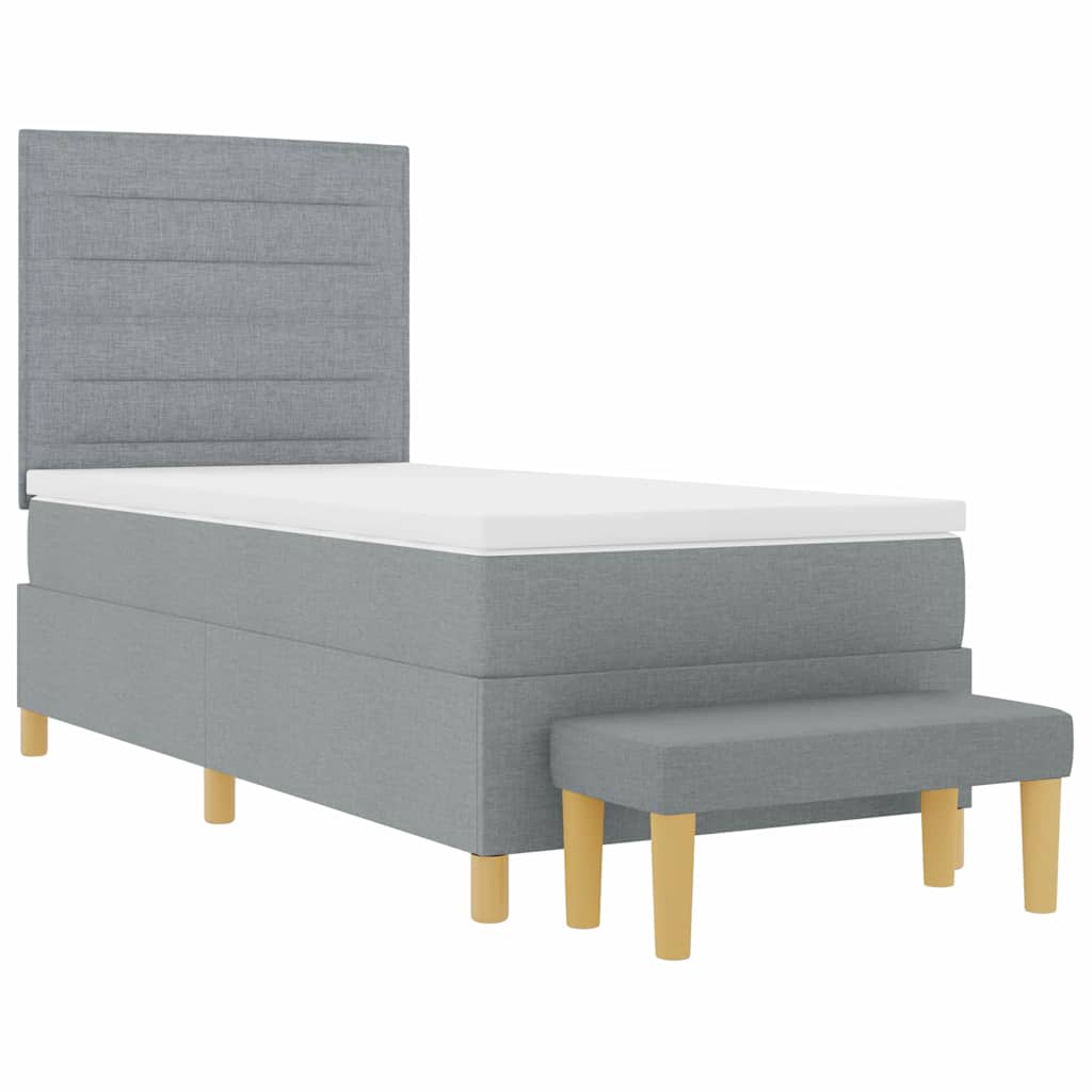 Boxspringbett mit Matratze Hellgrau 90 x 190 cm Stoff