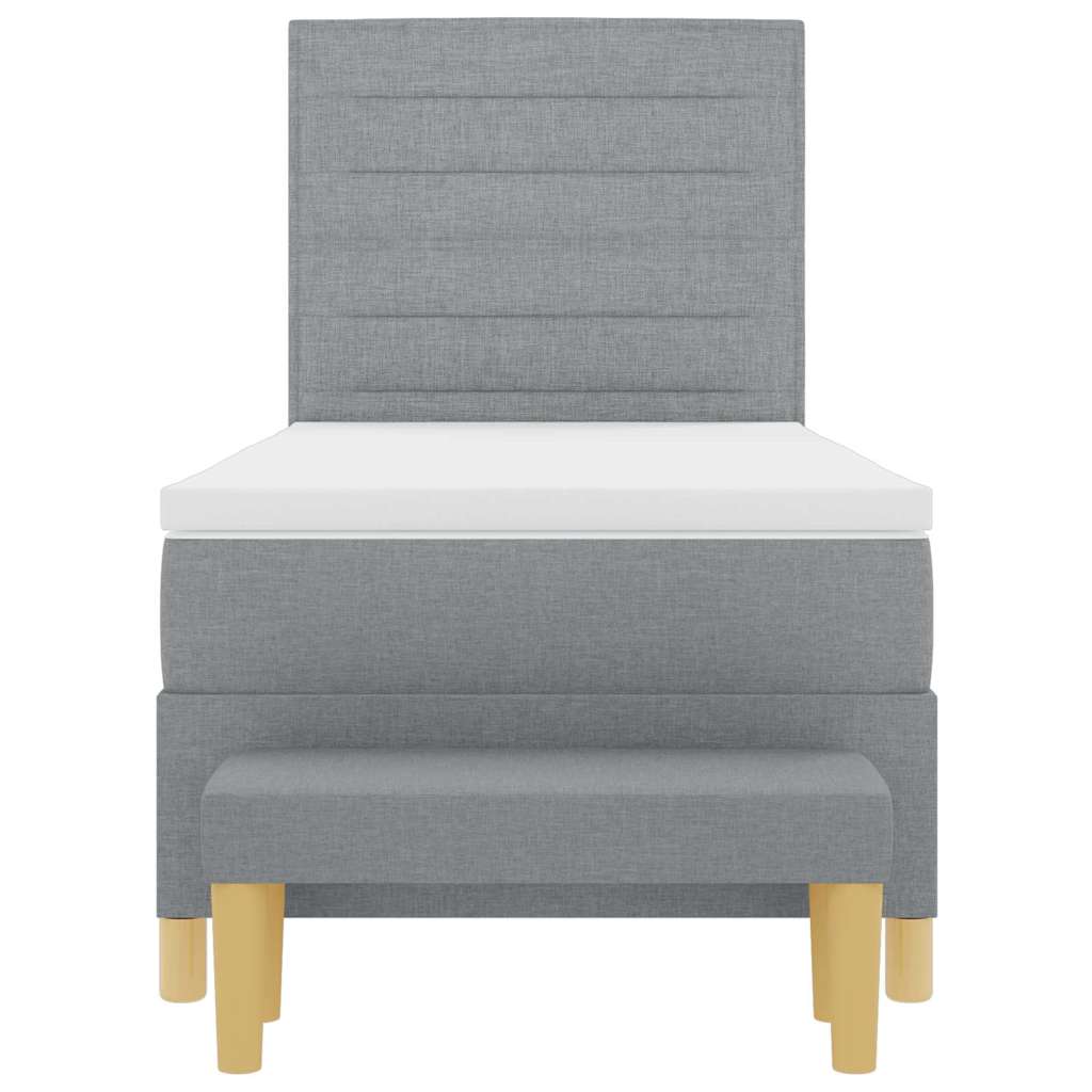 Boxspringbett mit Matratze Hellgrau 90 x 190 cm Stoff