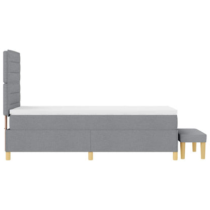 Boxspringbett mit Matratze Hellgrau 90 x 190 cm Stoff