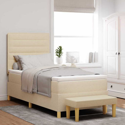 Boxspringbett mit Matratze mit Kopfteil Creme 90 x 190 cm Stoff