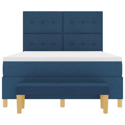 Boxspringbett mit Matratze mit Kopfteil Blau 160 x 200 cm Stoff