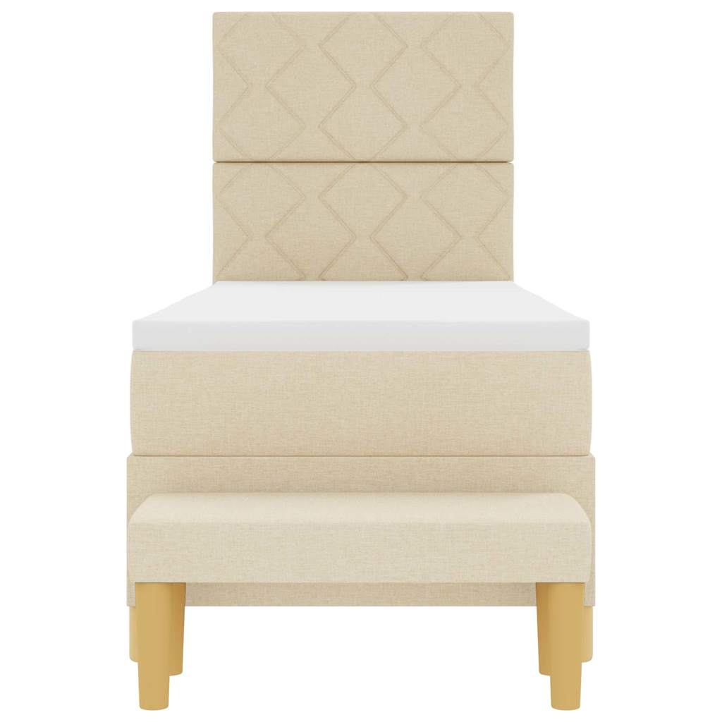 Boxspringbett mit Matratze mit Kopfteil Creme 80 x 200 cm Stoff