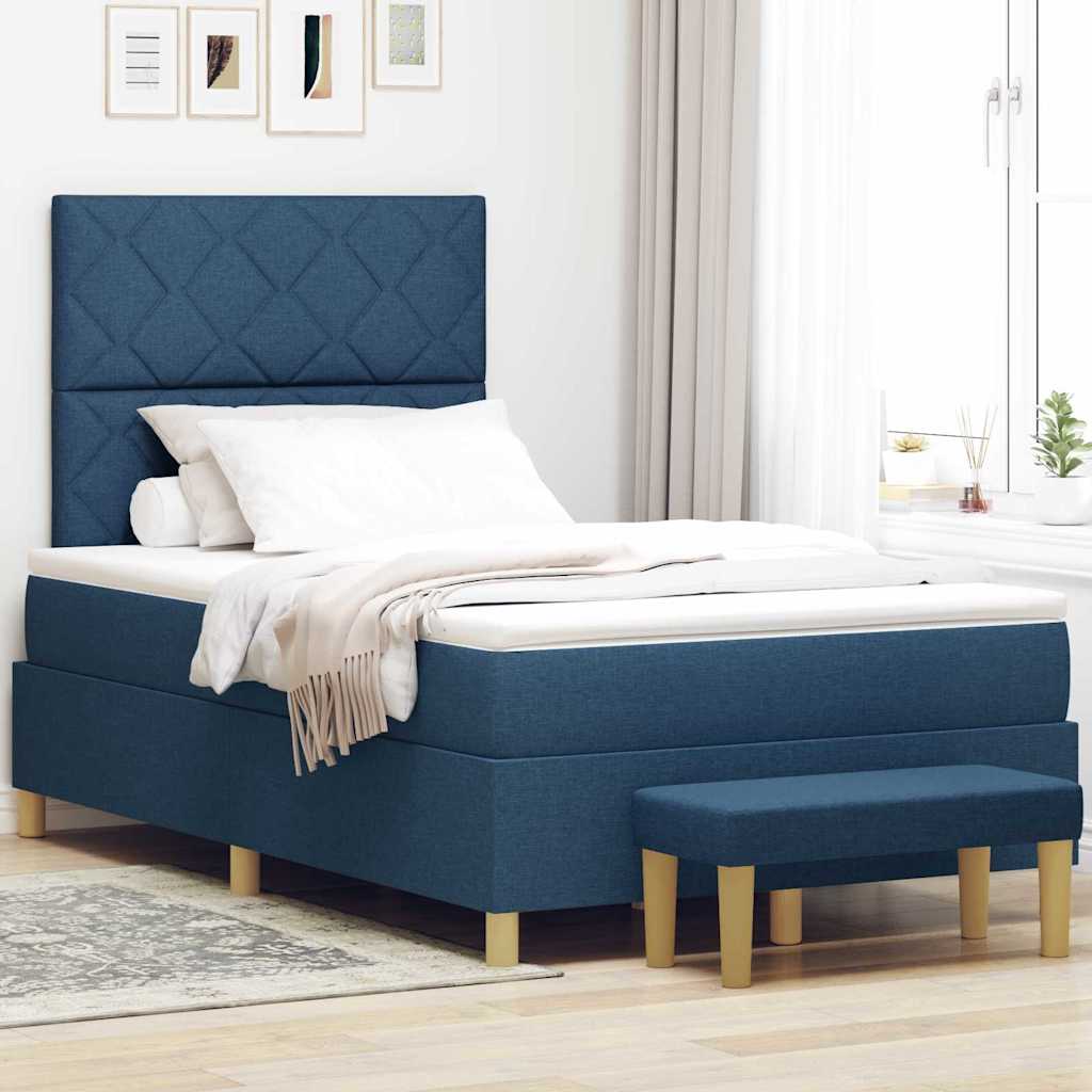 Boxspringbett mit Matratze mit Kopfteil Blau 120 x 200 cm Stoff