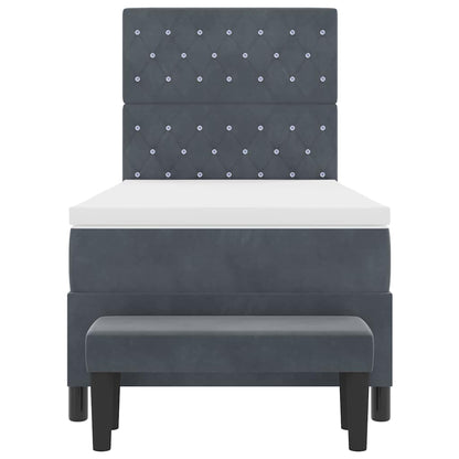 Boxspringbett mit Matratze Dunkelgrau 90 x 190 cm Samt