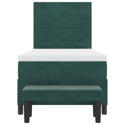 Boxspringbett mit Matratze Dunkelgrün 80 x 200 cm Samt