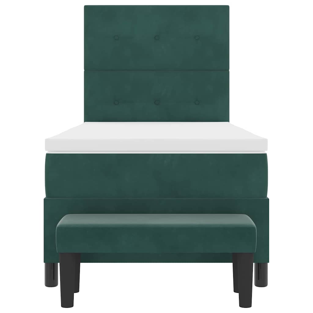 Boxspringbett mit Matratze Dunkelgrün 90 x 190 cm Samt