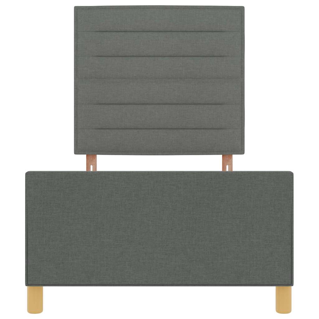 Bettgestell mit Kopfteil Dunkelgrau 90 x 190 cm Stoff