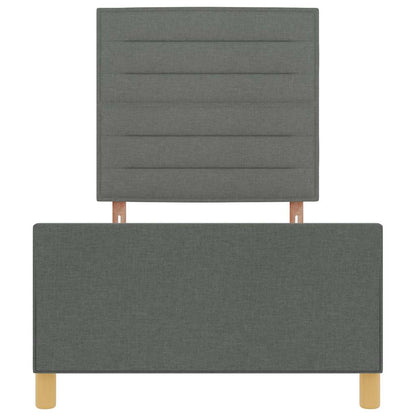 Bettgestell mit Kopfteil Dunkelgrau 90 x 200 cm Stoff