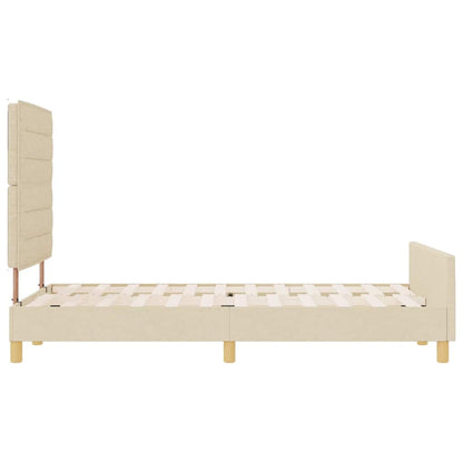 Bettgestell mit Kopfteil Creme 120 x 200 cm Stoff