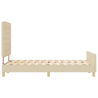 Bettgestell mit Kopfteil Creme 140 x 190 cm Stoff