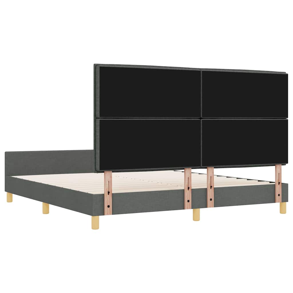 Bettgestell mit Kopfteil Dunkelgrau 180 x 200 cm Stoff